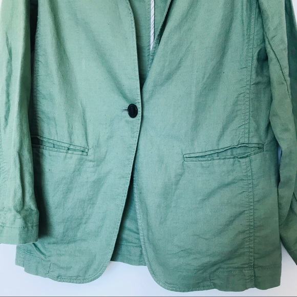 💚 GAP Casual Green Blazer Cotton Linen - Picture 6 of 10